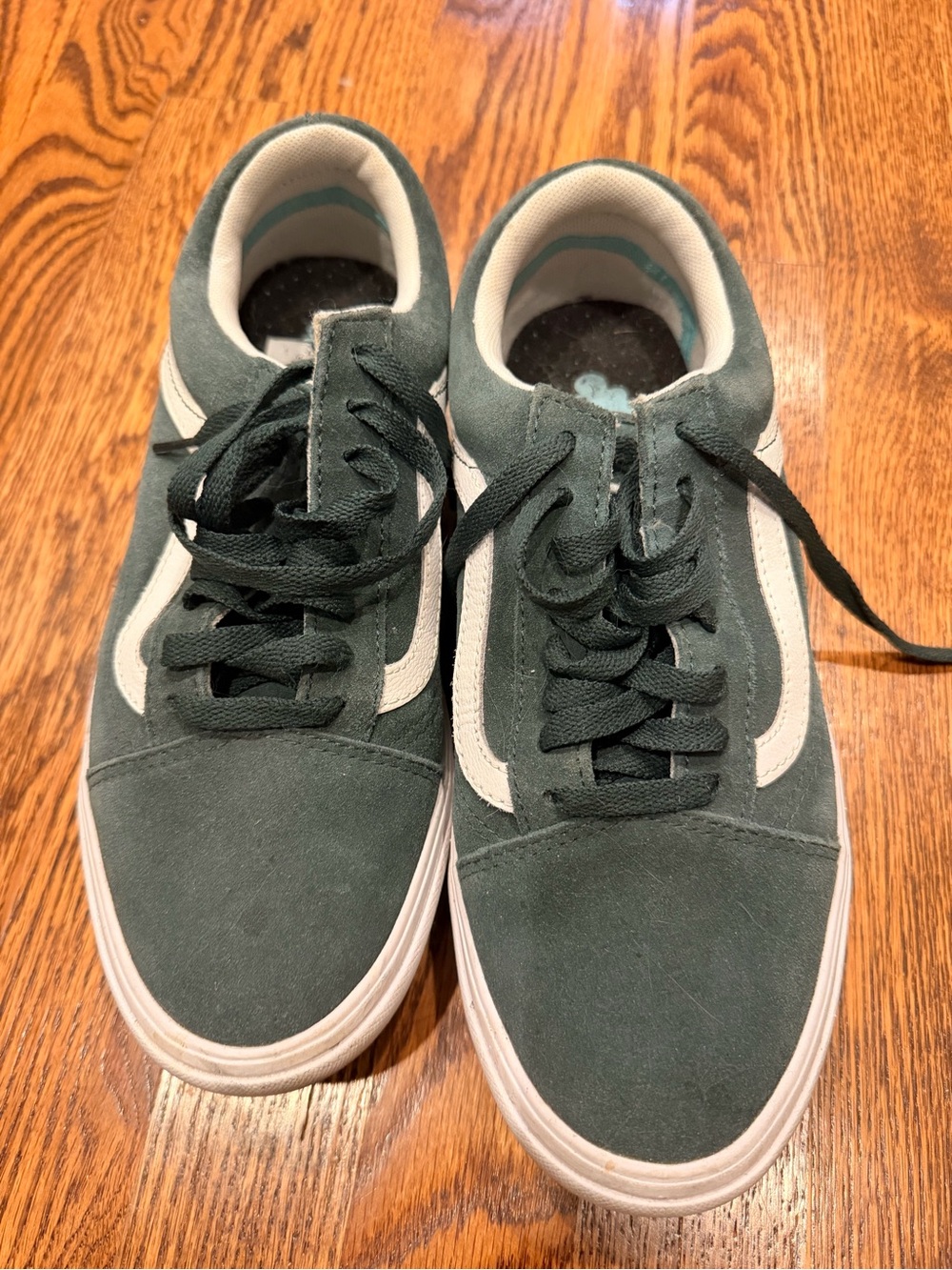 Women’s old school Vans in Dark Green with White Stripe